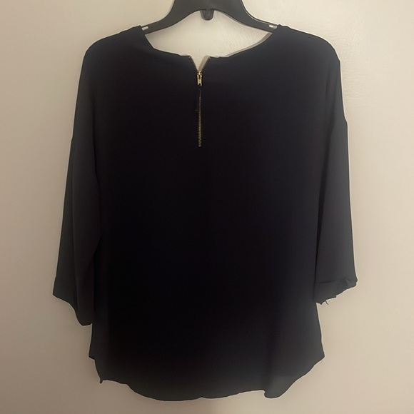 W5 Dark Blue Polyester 3/4 sleeve top Size M​ - Picture 5 of 7